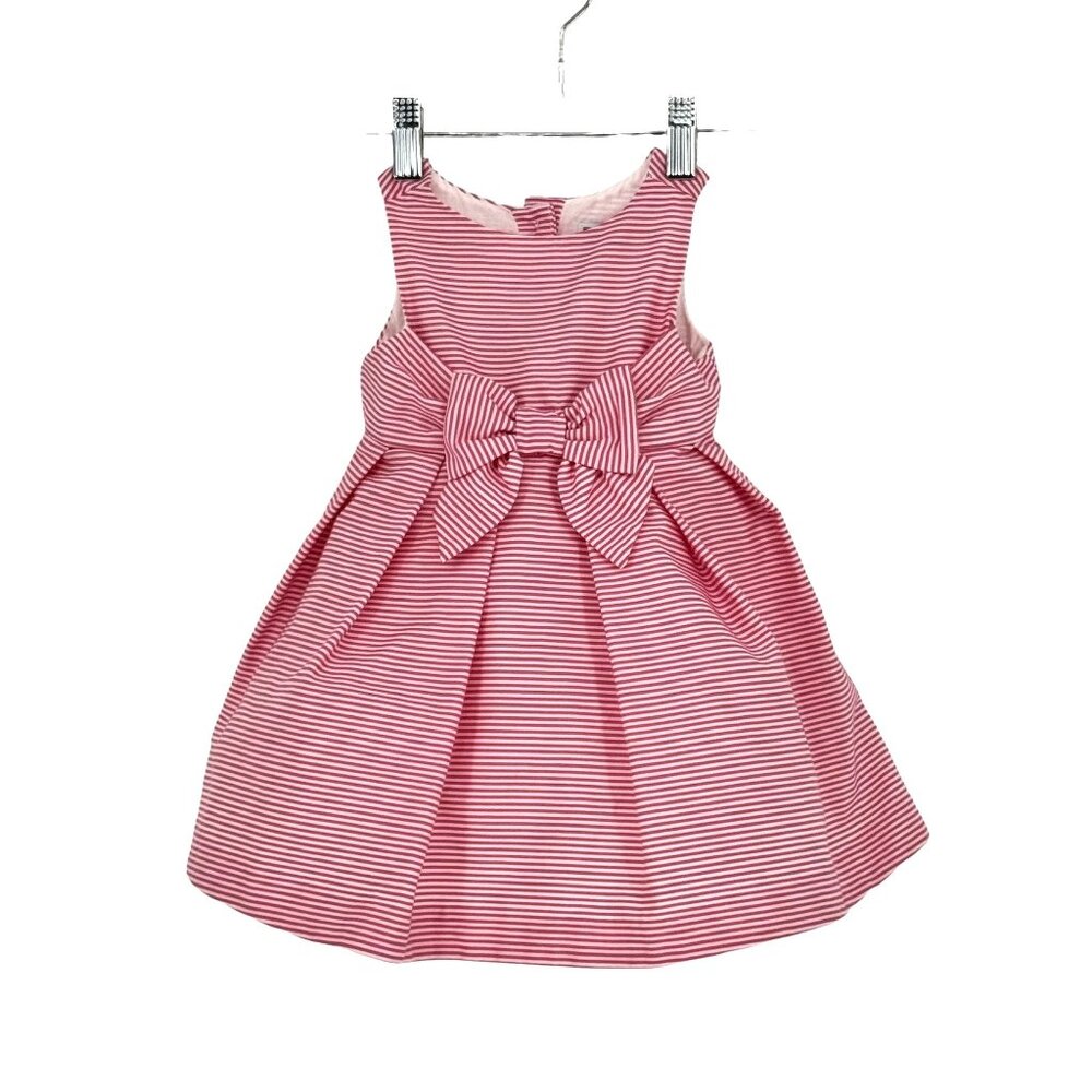 Janie Jack Dress Baby Infant Girls Striped Pink Bow‎ Dress 6 12 Months Cotton